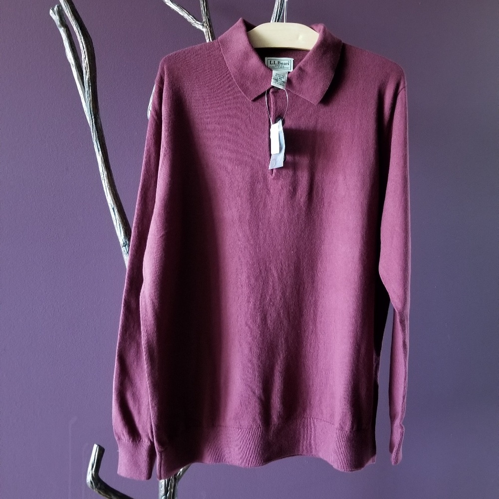 L.L. Bean Cotton Cashmere Sweater LG Deep Port NWT